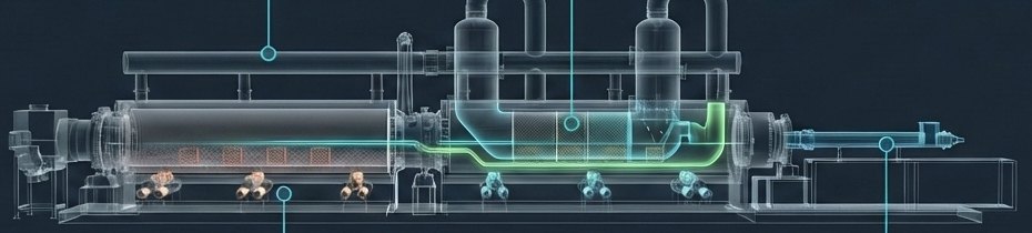 Schnittdarstellung des Wirbelschicht-Pyrolysereaktors